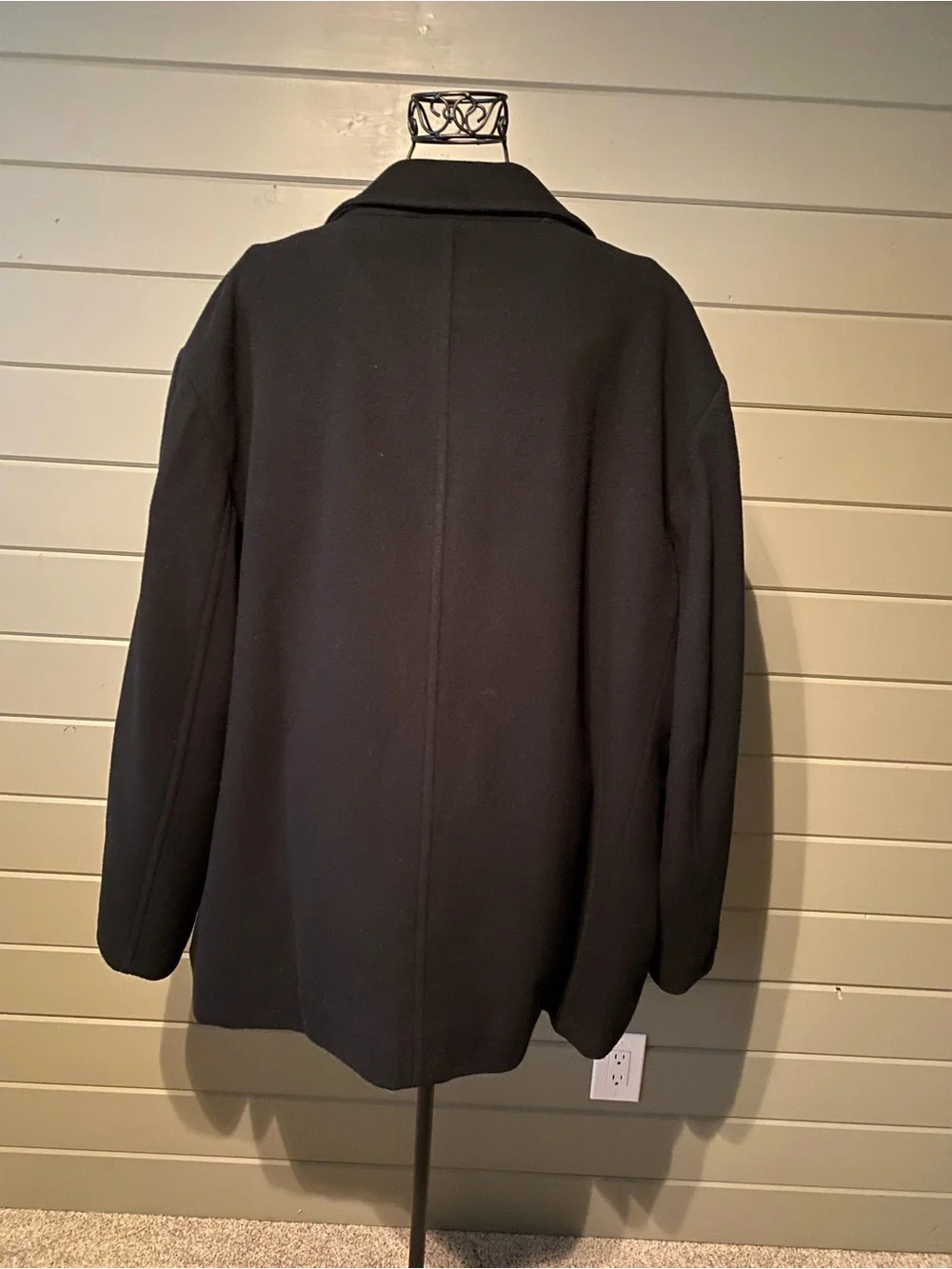 Calvin Klein Black Wool Blend Men's Coat with Quilted Lining